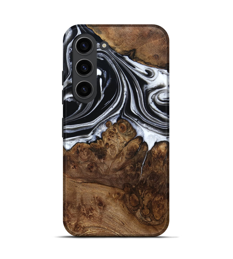 Galaxy S23 Wood Live Edge Phone Case - Ezekiel (Black & White, 800717)