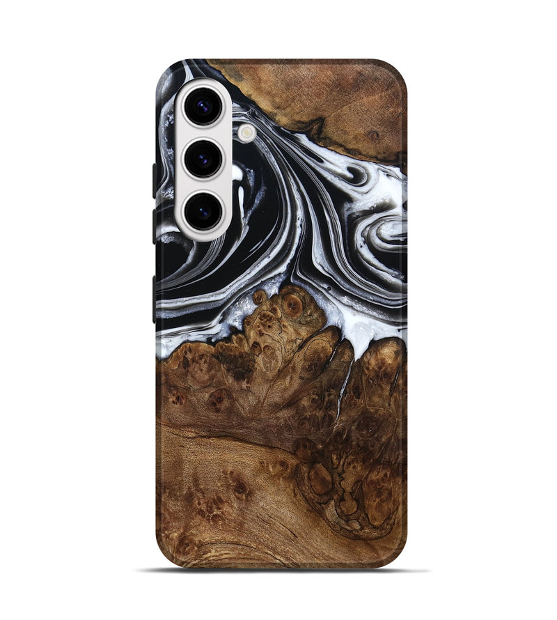 Galaxy S25 Wood Live Edge Phone Case - Ezekiel (Black & White, 800717)