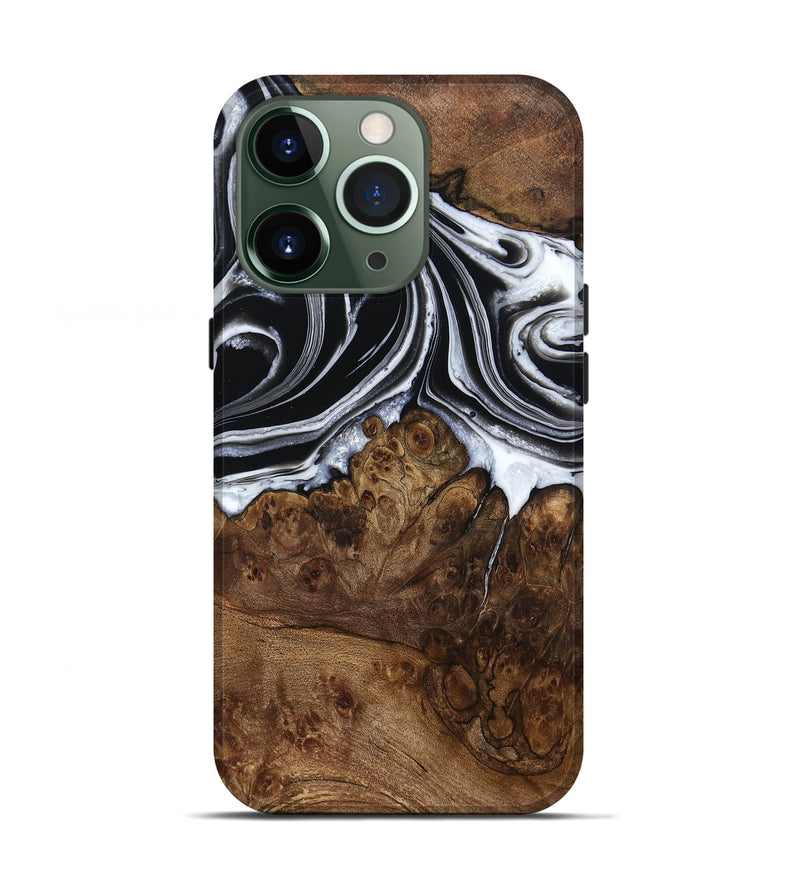 iPhone 13 Pro Wood Live Edge Phone Case - Ezekiel (Black & White, 800717)