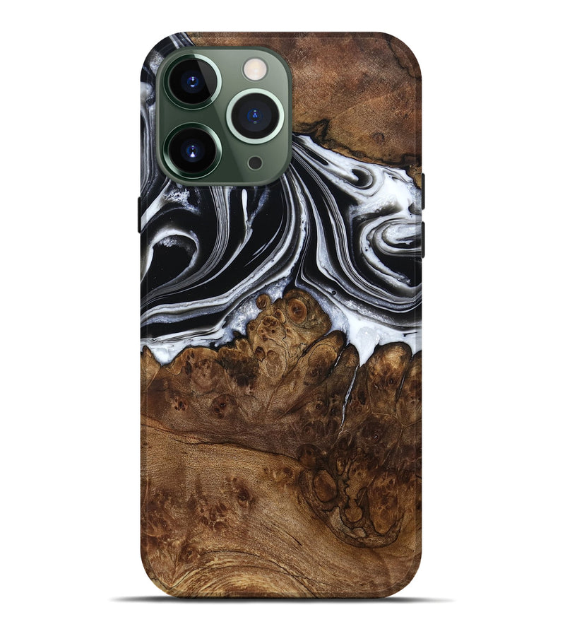 iPhone 13 Pro Max Wood Live Edge Phone Case - Ezekiel (Black & White, 800717)