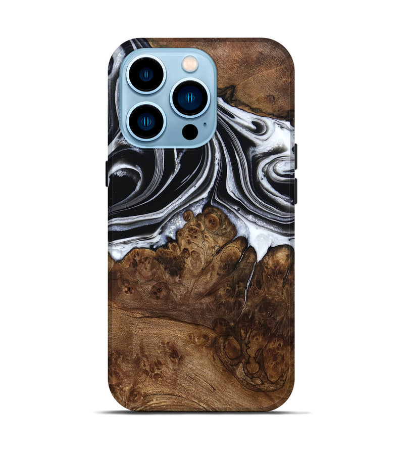 iPhone 14 Pro Wood Live Edge Phone Case - Ezekiel (Black & White, 800717)