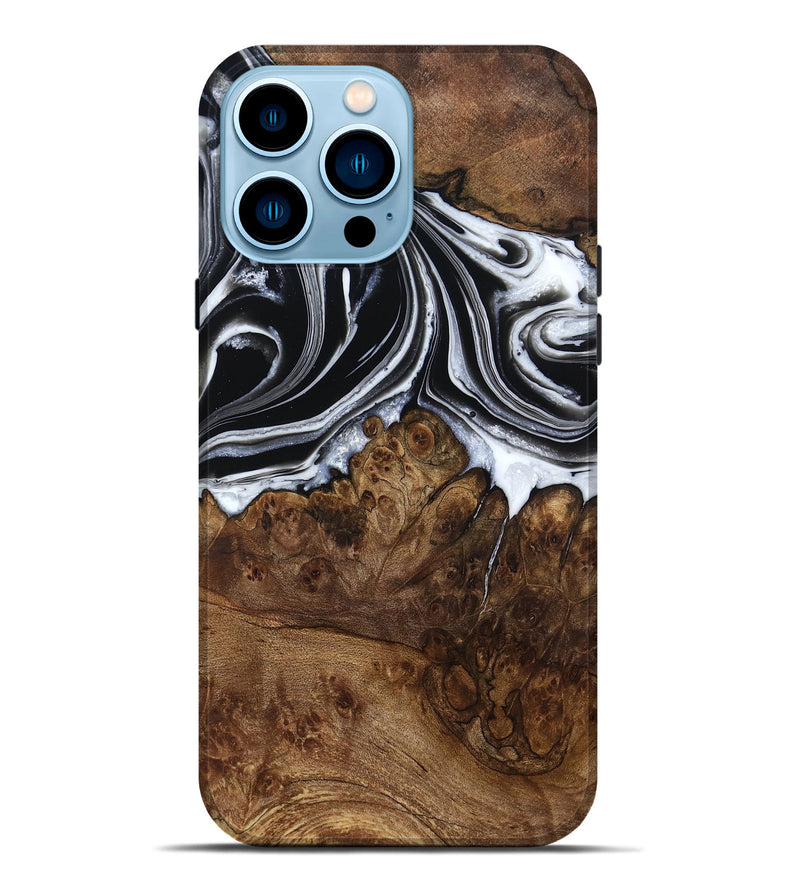 iPhone 14 Pro Max Wood Live Edge Phone Case - Ezekiel (Black & White, 800717)