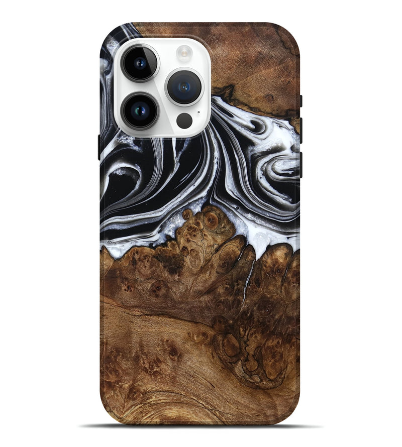iPhone 15 Pro Max Wood Live Edge Phone Case - Ezekiel (Black & White, 800717)