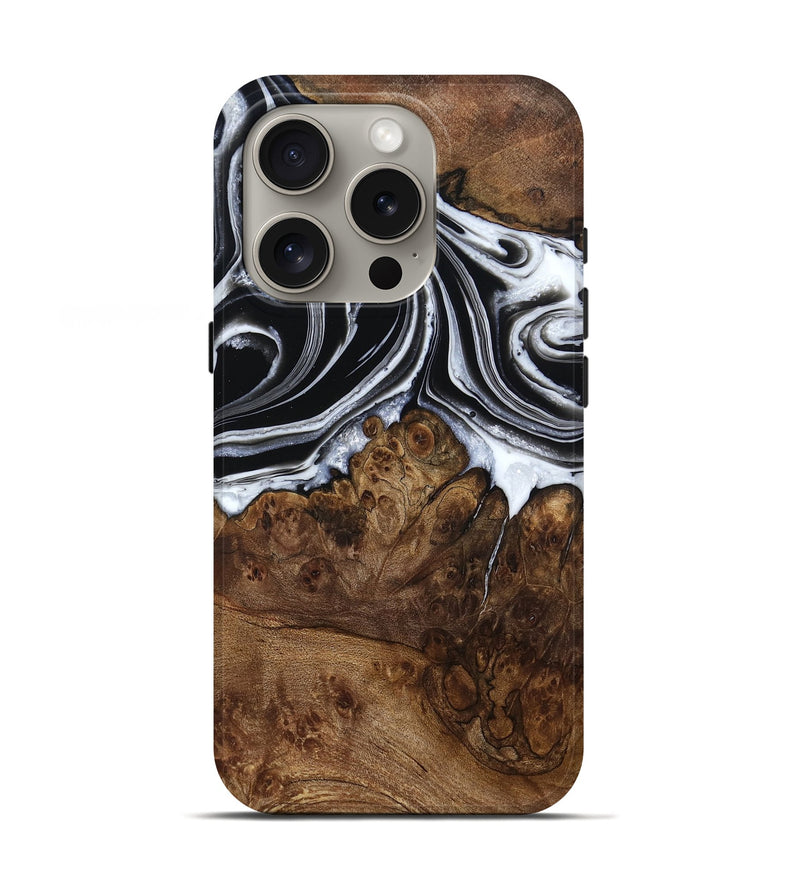 iPhone 16 Pro Wood Live Edge Phone Case - Ezekiel (Black & White, 800717)