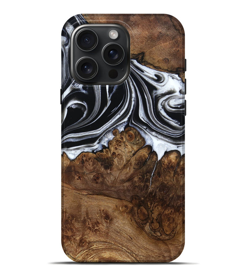 iPhone 16 Pro Max Wood Live Edge Phone Case - Ezekiel (Black & White, 800717)