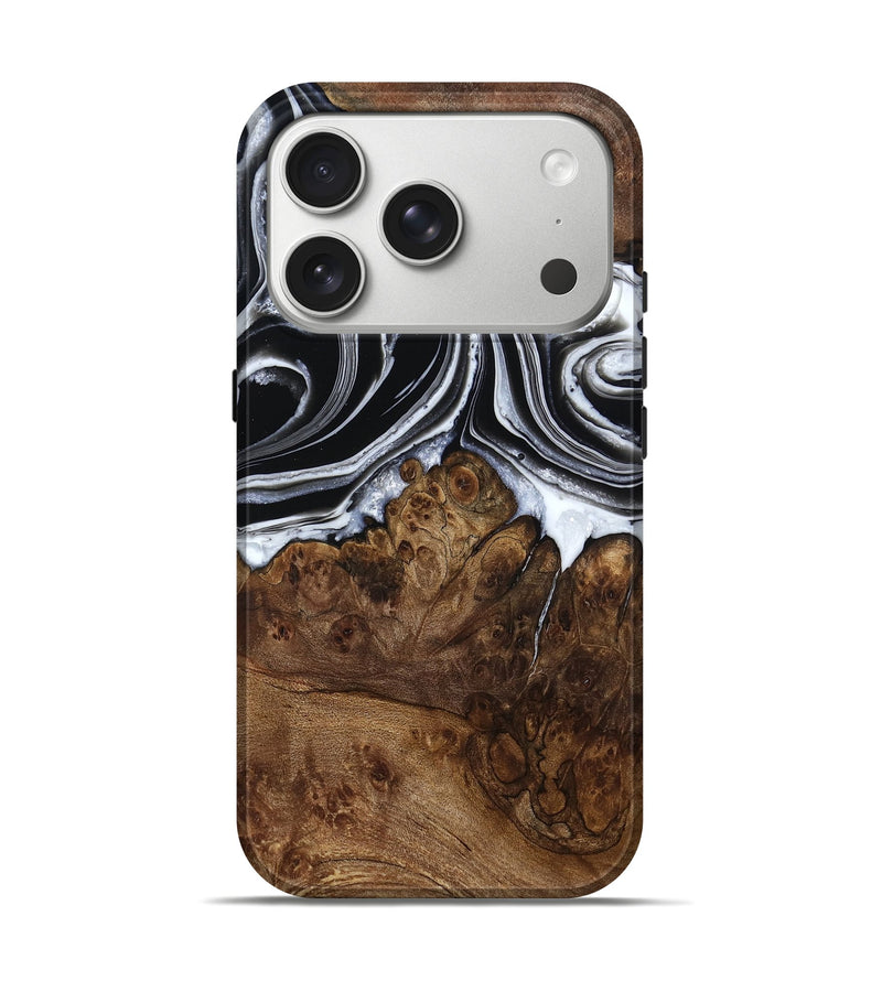 iPhone 17 Pro Wood Live Edge Phone Case - Ezekiel (Black & White, 800717)