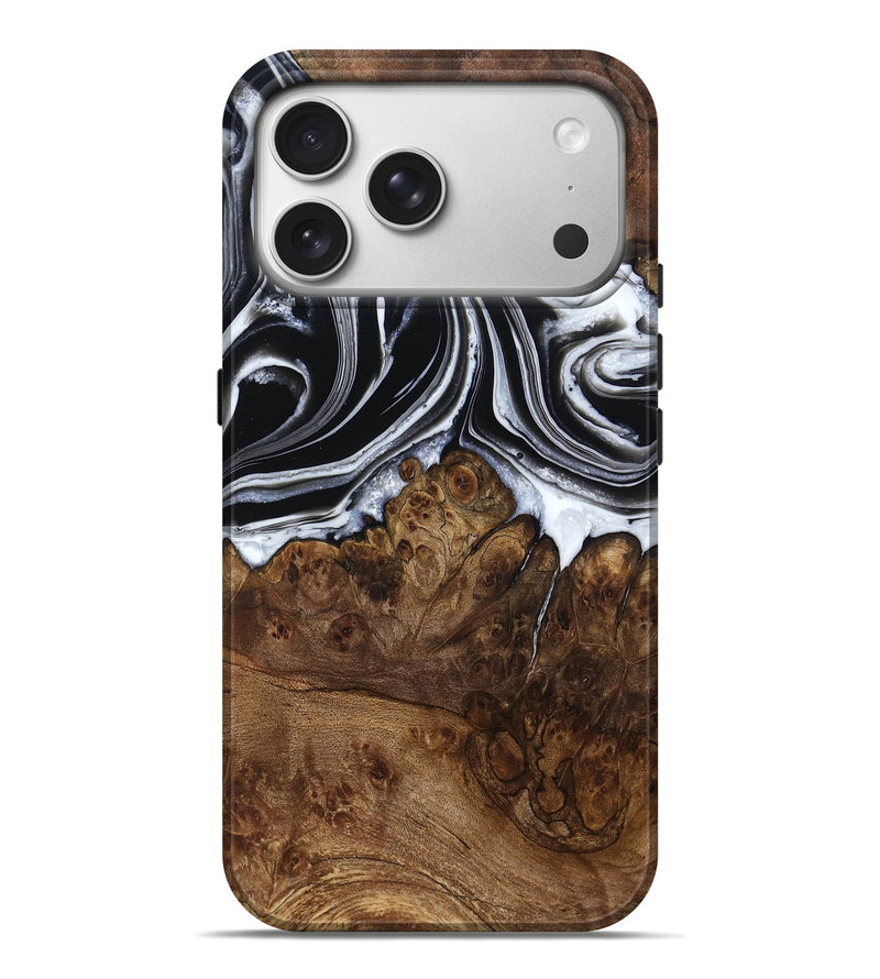 iPhone 17 Pro Max Wood Live Edge Phone Case - Ezekiel (Black & White, 800717)