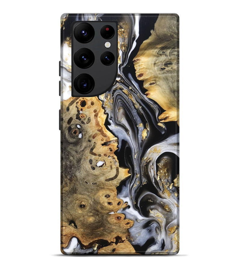 Galaxy S22 Ultra Wood Live Edge Phone Case - Merton (Black & White, 800719)