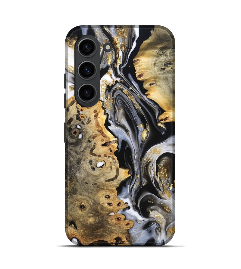 Galaxy S23 Wood Live Edge Phone Case - Merton (Black & White, 800719)