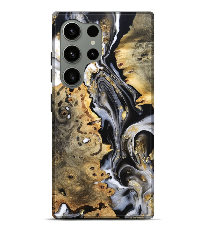 Galaxy S24 Ultra Wood Live Edge Phone Case - Merton (Black & White, 800719)