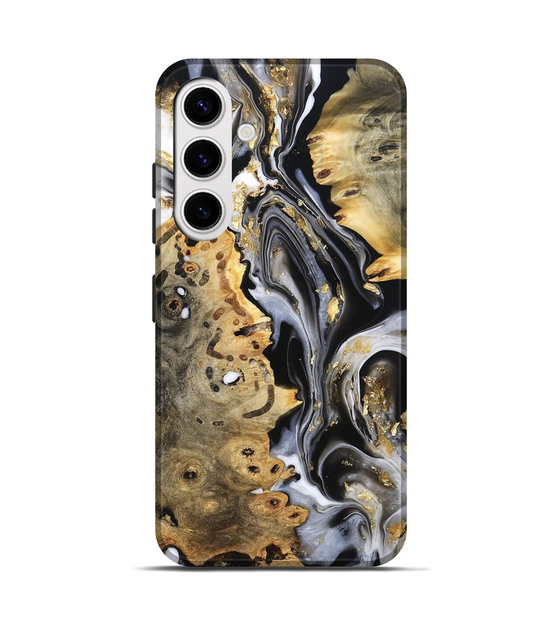 Galaxy S25 Wood Live Edge Phone Case - Merton (Black & White, 800719)
