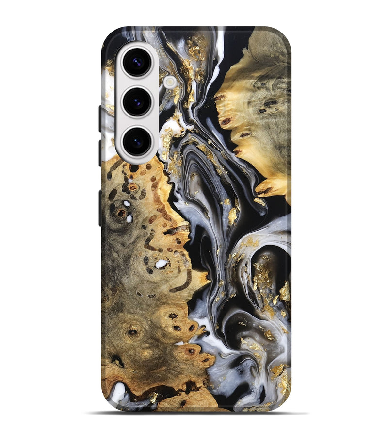 Galaxy S25 Plus Wood Live Edge Phone Case - Merton (Black & White, 800719)