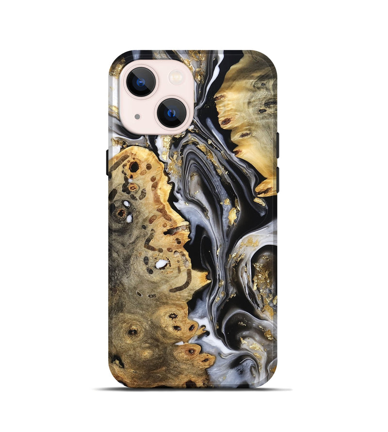 iPhone 13 mini Wood Live Edge Phone Case - Merton (Black & White, 800719)