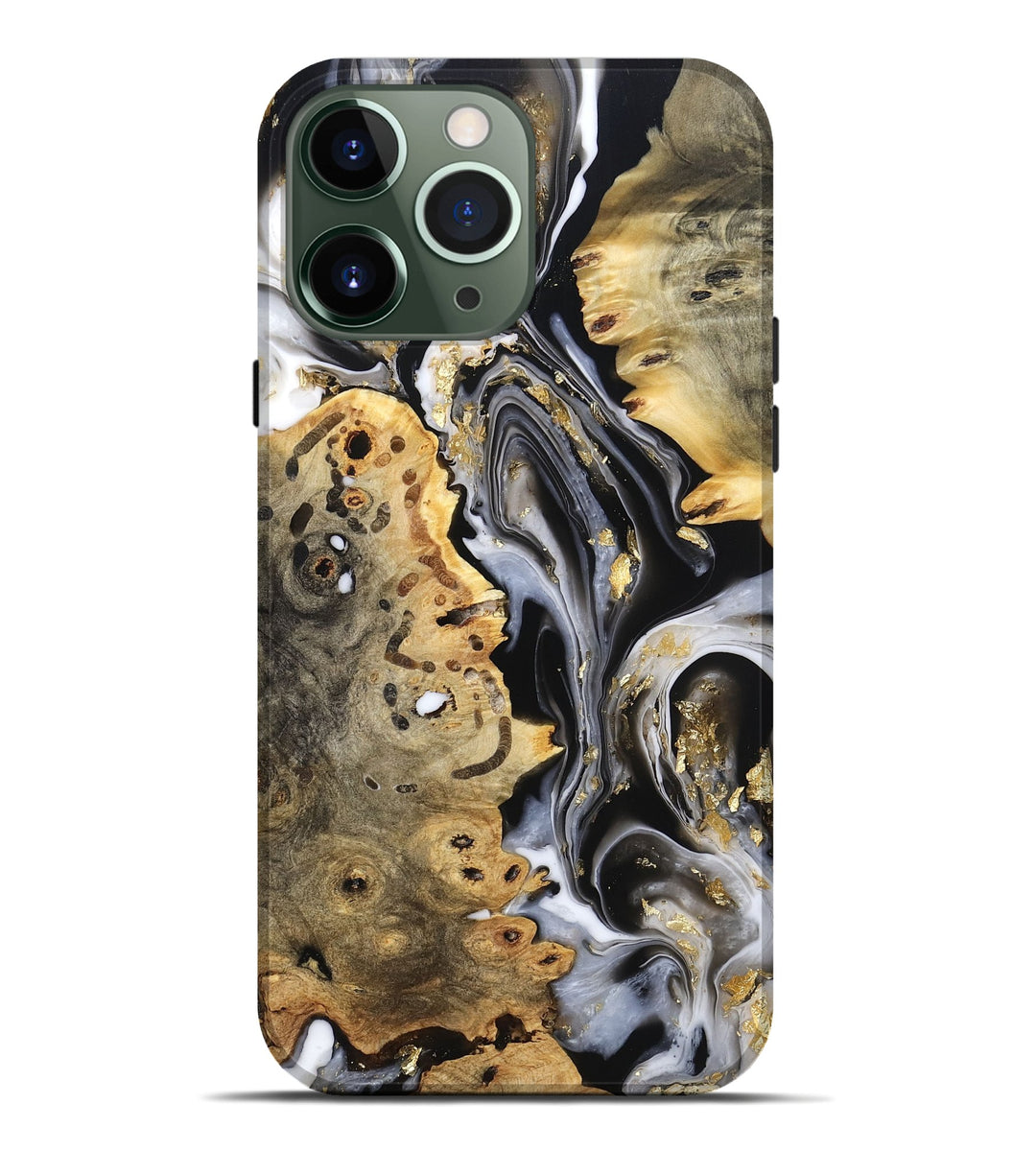 iPhone 13 Pro Max Wood Live Edge Phone Case - Merton (Black & White, 800719)