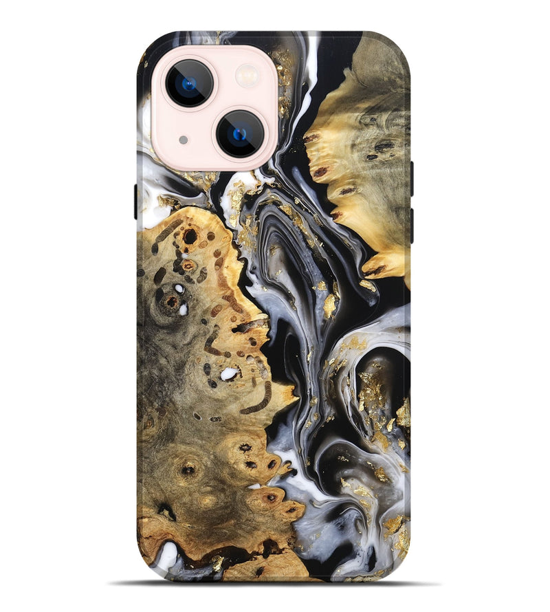 iPhone 14 Plus Wood Live Edge Phone Case - Merton (Black & White, 800719)