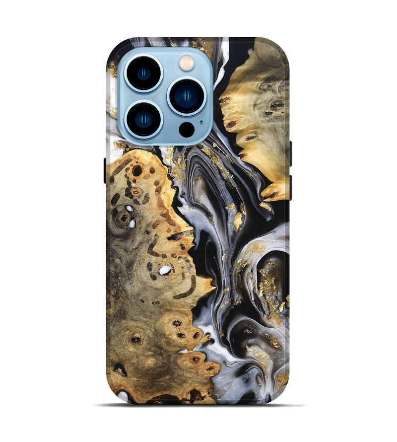 iPhone 14 Pro Wood Live Edge Phone Case - Merton (Black & White, 800719)