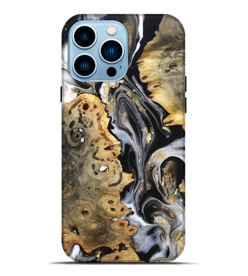 iPhone 14 Pro Max Wood Live Edge Phone Case - Merton (Black & White, 800719)