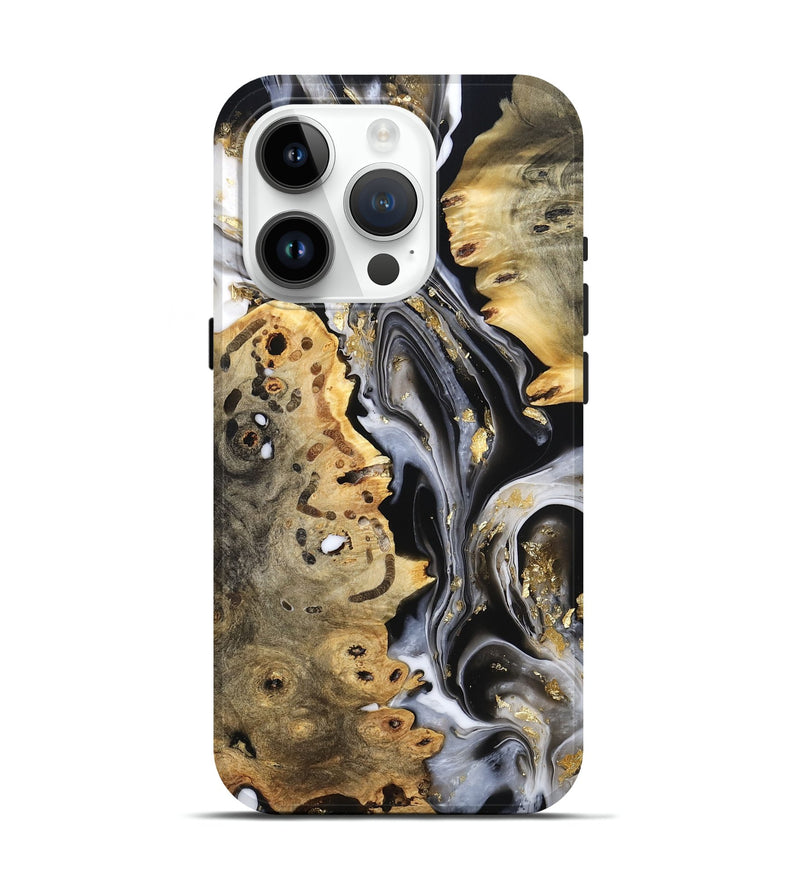iPhone 15 Pro Wood Live Edge Phone Case - Merton (Black & White, 800719)