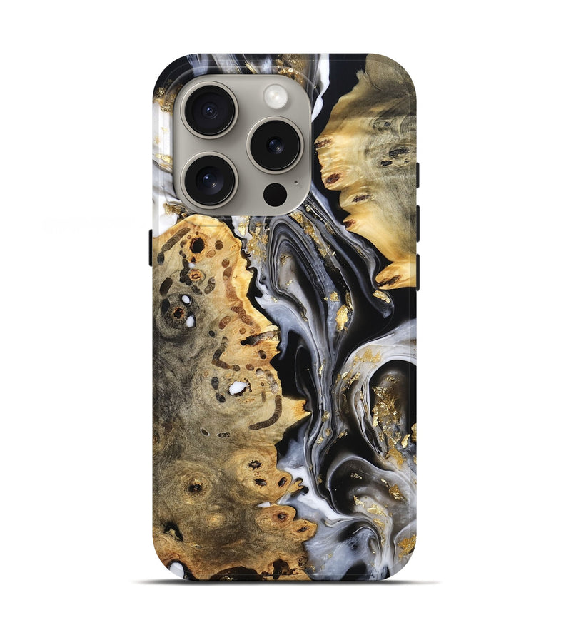iPhone 16 Pro Wood Live Edge Phone Case - Merton (Black & White, 800719)