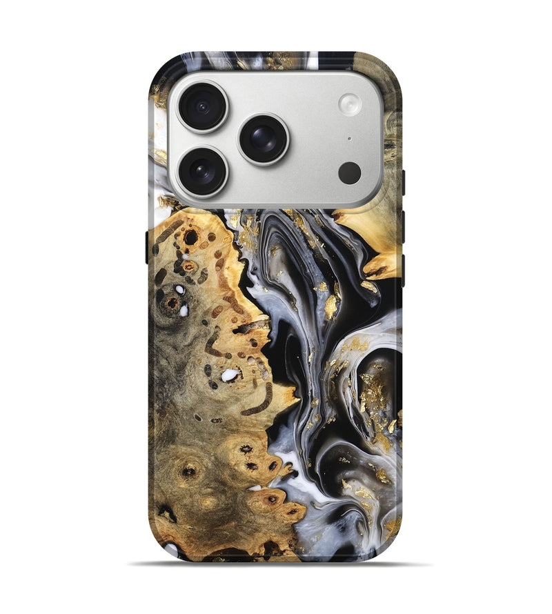 iPhone 17 Pro Wood Live Edge Phone Case - Merton (Black & White, 800719)