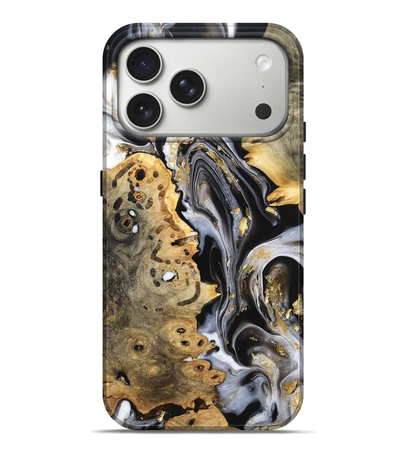 iPhone 17 Pro Max Wood Live Edge Phone Case - Merton (Black & White, 800719)