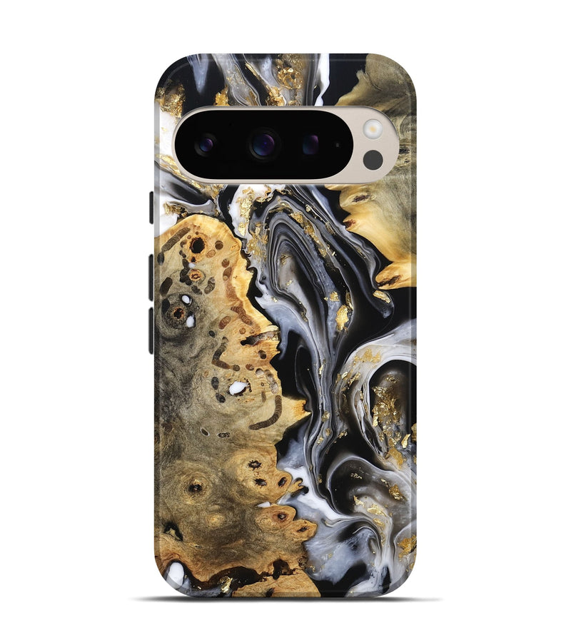 Pixel 9 Pro Wood Live Edge Phone Case - Merton (Black & White, 800719)