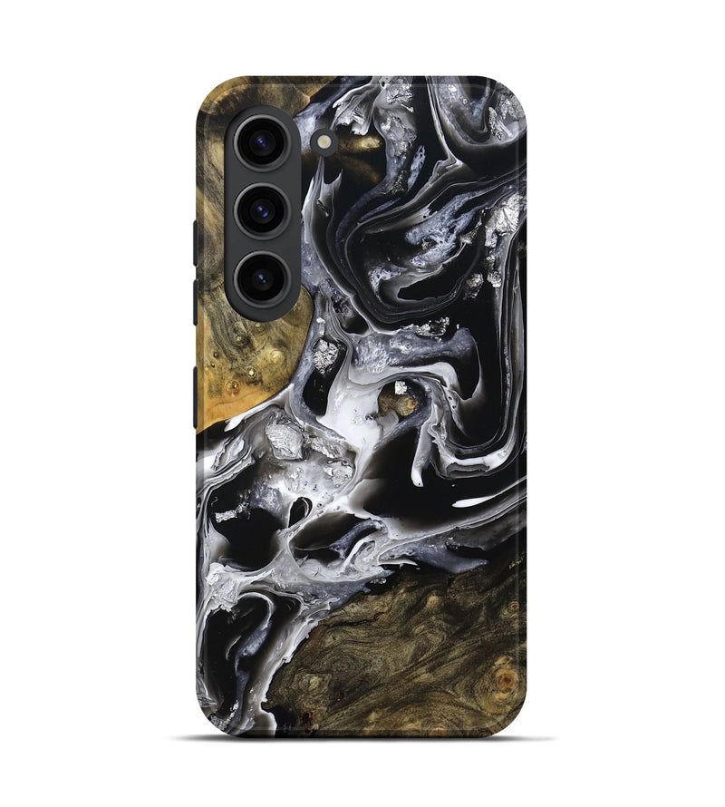 Galaxy S23 Wood Live Edge Phone Case - Jewel (Black & White, 800720)