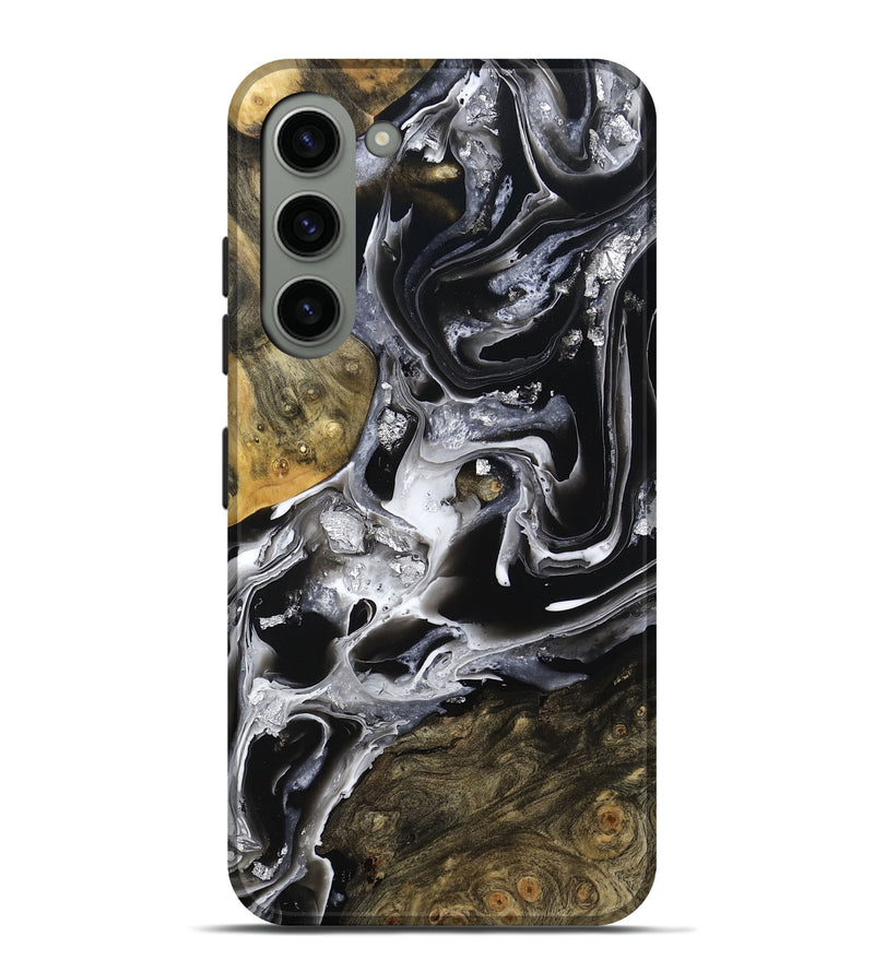 Galaxy S23 Plus Wood Live Edge Phone Case - Jewel (Black & White, 800720)