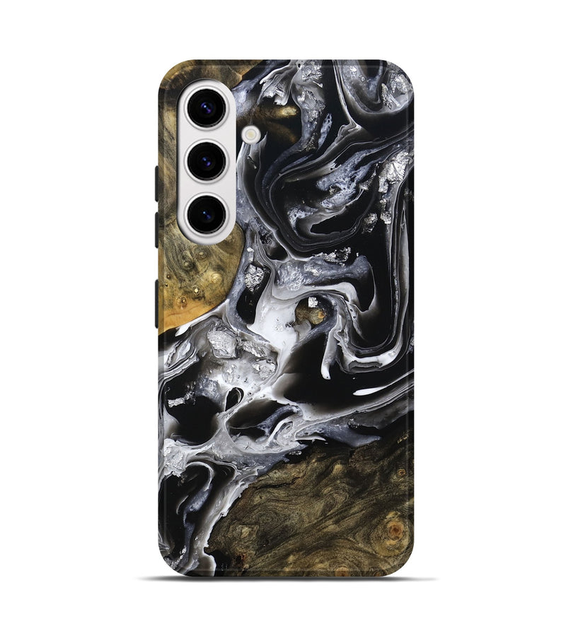 Galaxy S25 Wood Live Edge Phone Case - Jewel (Black & White, 800720)