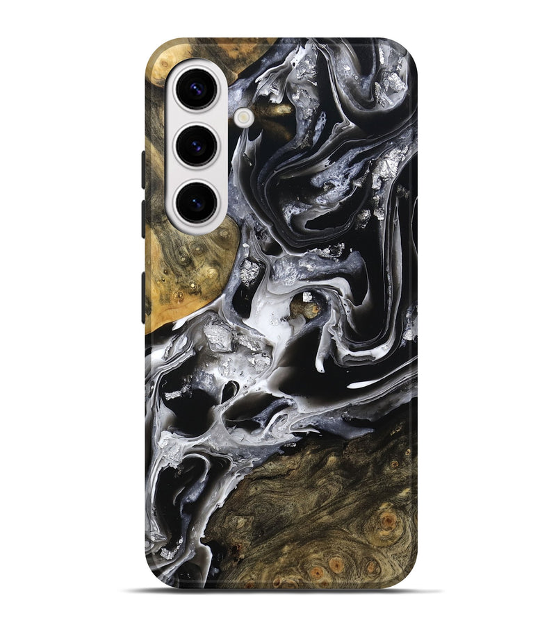 Galaxy S25 Plus Wood Live Edge Phone Case - Jewel (Black & White, 800720)