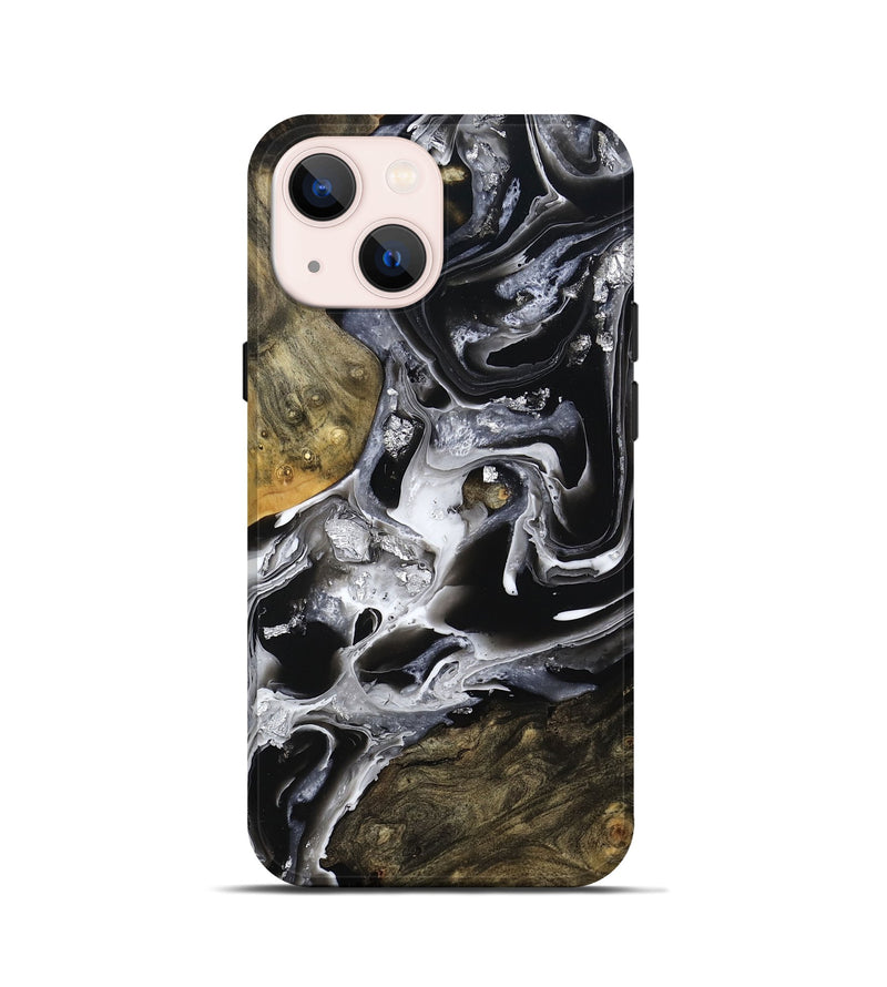 iPhone 13 mini Wood Live Edge Phone Case - Jewel (Black & White, 800720)
