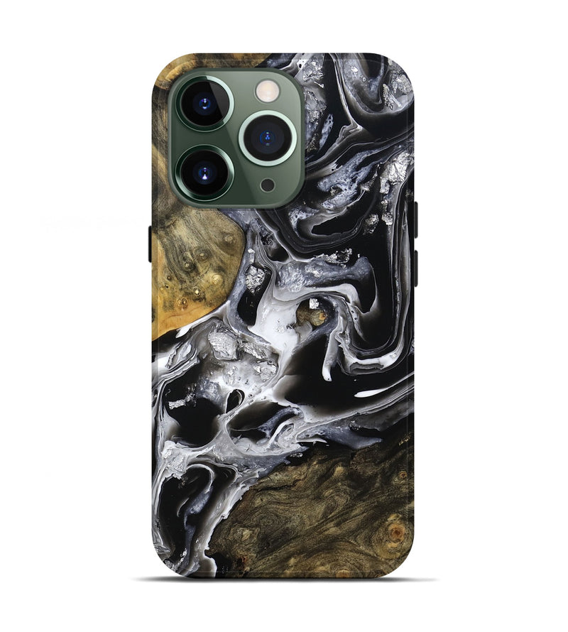 iPhone 13 Pro Wood Live Edge Phone Case - Jewel (Black & White, 800720)
