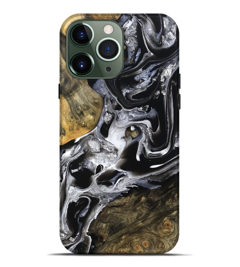 iPhone 13 Pro Max Wood Live Edge Phone Case - Jewel (Black & White, 800720)