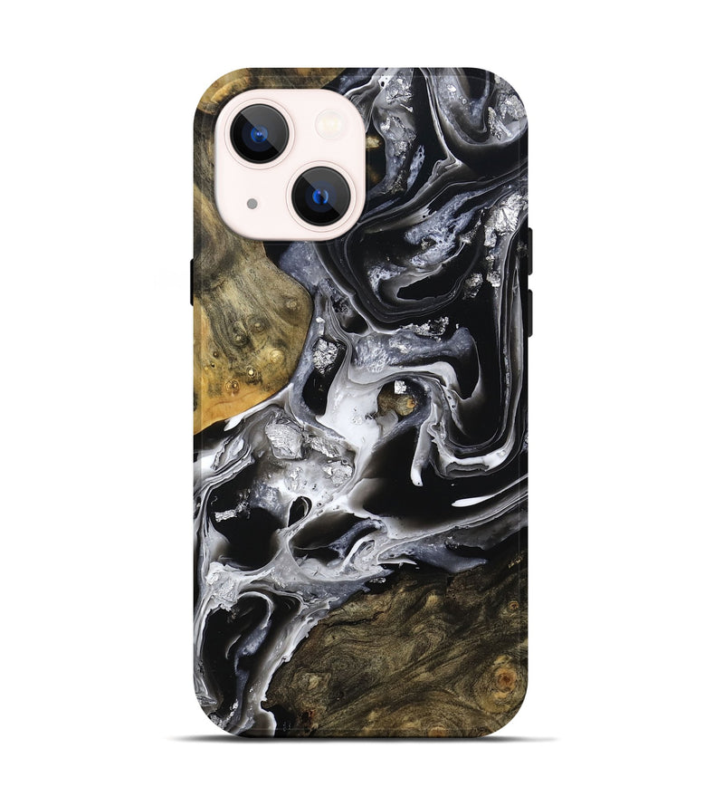 iPhone 14 Wood Live Edge Phone Case - Jewel (Black & White, 800720)