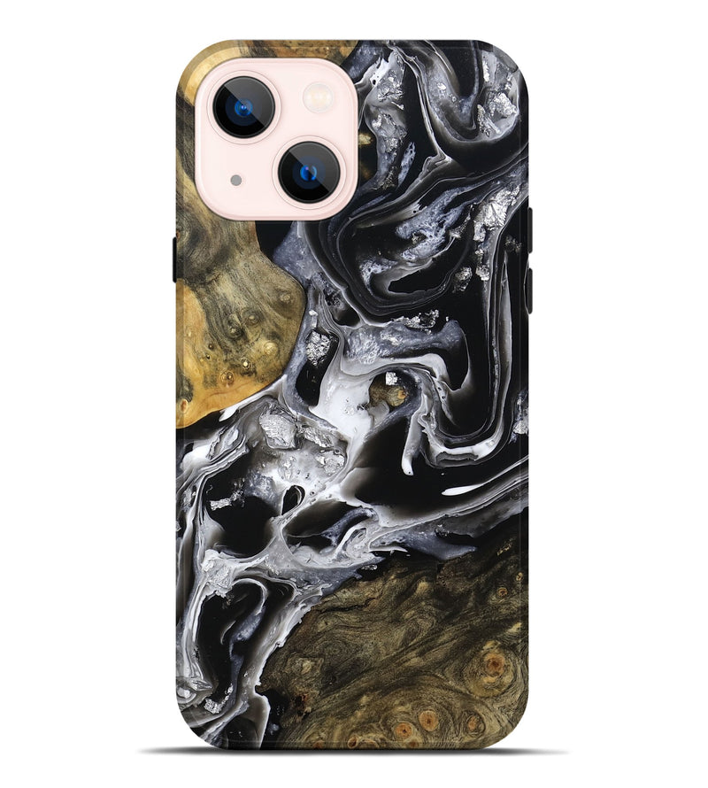 iPhone 14 Plus Wood Live Edge Phone Case - Jewel (Black & White, 800720)