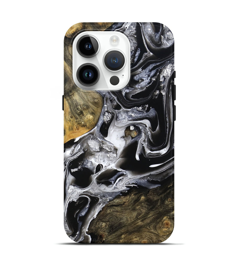 iPhone 15 Pro Wood Live Edge Phone Case - Jewel (Black & White, 800720)