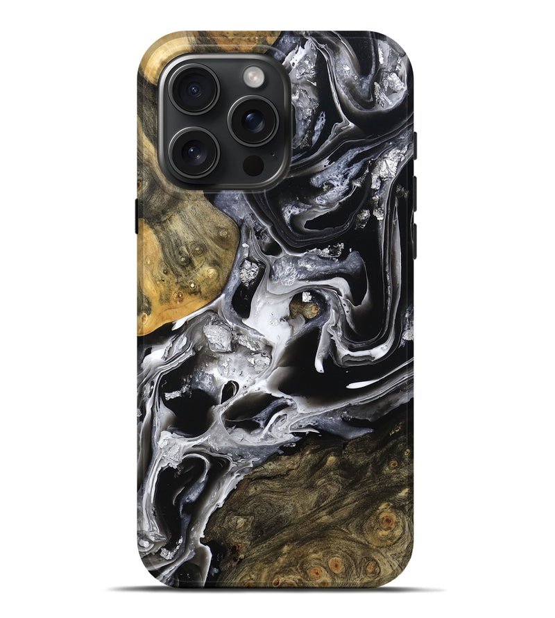 iPhone 16 Pro Max Wood Live Edge Phone Case - Jewel (Black & White, 800720)