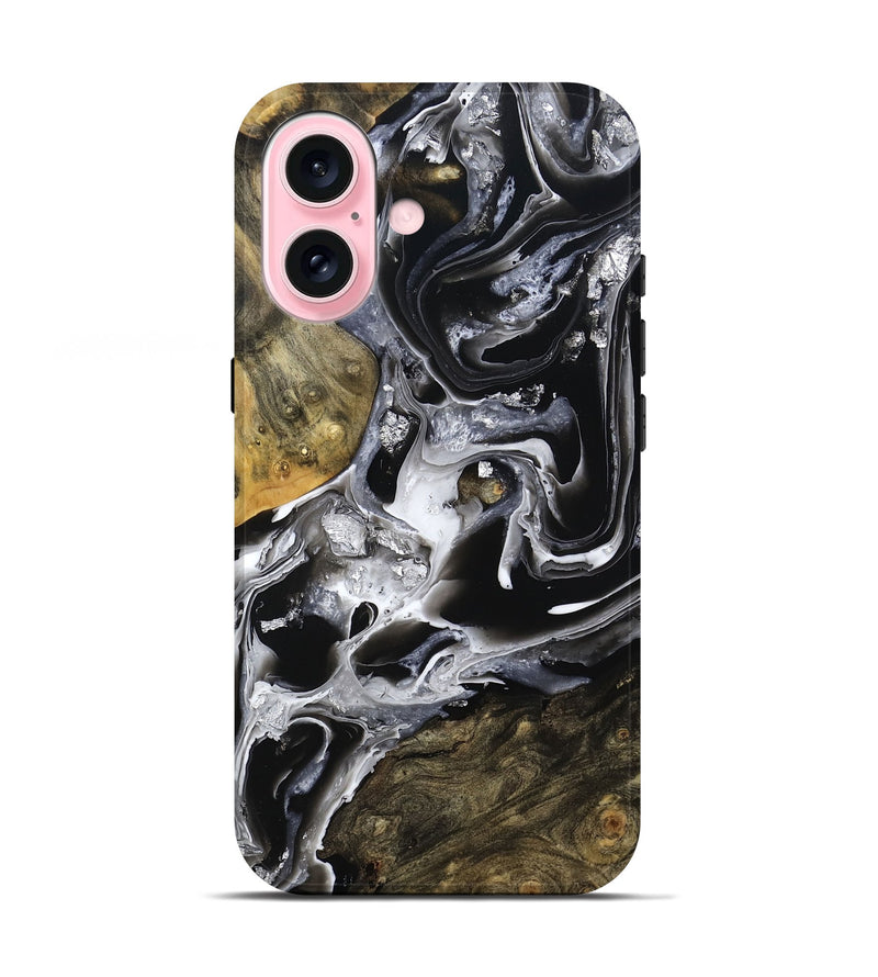 iPhone 17 Wood Live Edge Phone Case - Jewel (Black & White, 800720)