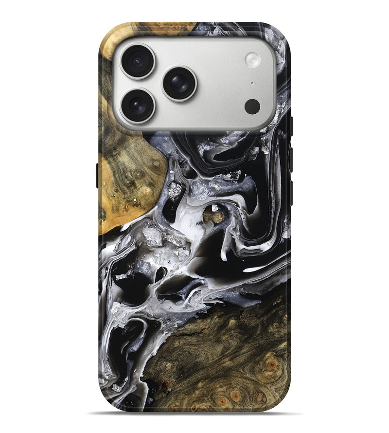 iPhone 17 Pro Max Wood Live Edge Phone Case - Jewel (Black & White, 800720)