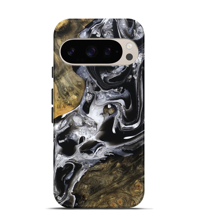 Pixel 10 Pro Wood Live Edge Phone Case - Jewel (Black & White, 800720)