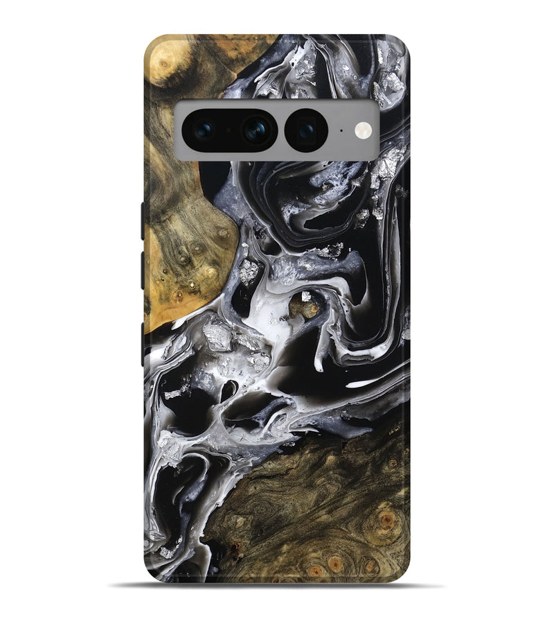 Pixel 7 Pro Wood Live Edge Phone Case - Jewel (Black & White, 800720)