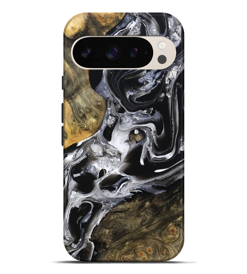 Pixel 9 Pro XL Wood Live Edge Phone Case - Jewel (Black & White, 800720)