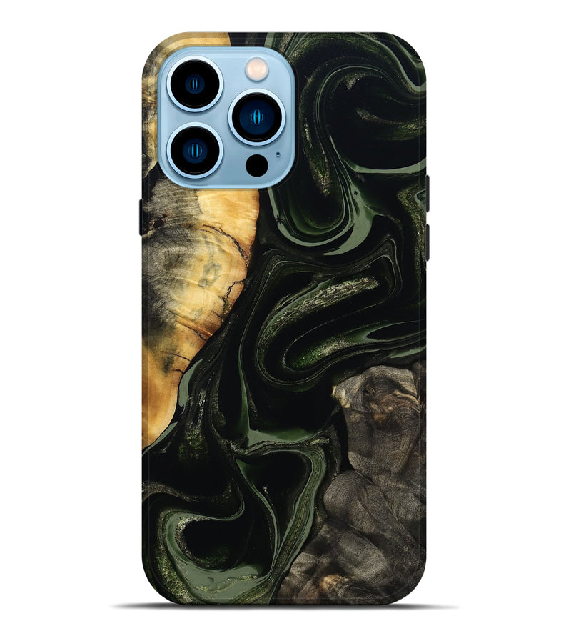 iPhone 14 Pro Max Wood Live Edge Phone Case - Elia (Green, 800721)