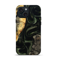 iPhone 15 Wood Live Edge Phone Case - Elia (Green, 800721)