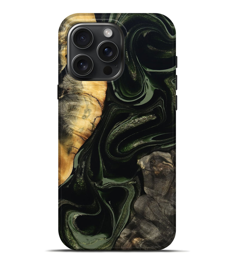 iPhone 16 Pro Max Wood Live Edge Phone Case - Elia (Green, 800721)
