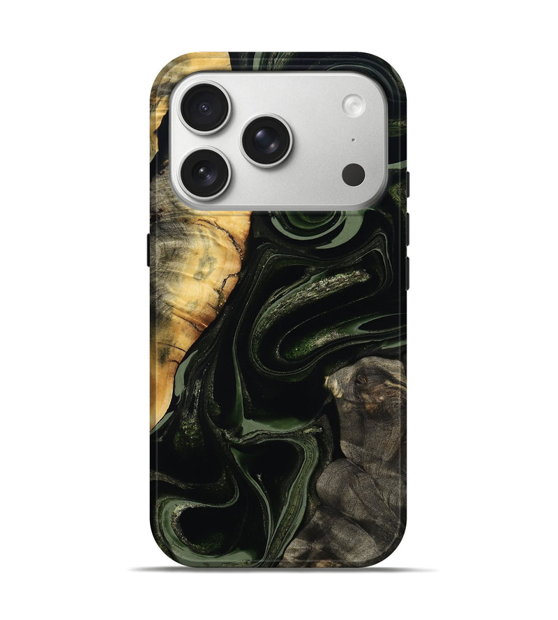 iPhone 17 Pro Wood Live Edge Phone Case - Elia (Green, 800721)