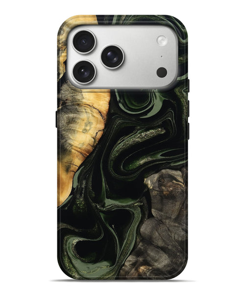iPhone 17 Pro Max Wood Live Edge Phone Case - Elia (Green, 800721)
