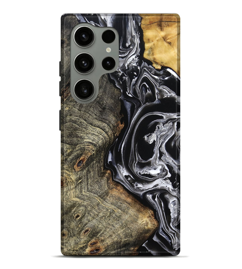 Galaxy S24 Ultra Wood Live Edge Phone Case - Kaiya (Black & White, 800723)