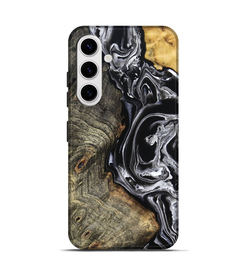 Galaxy S25 Wood Live Edge Phone Case - Kaiya (Black & White, 800723)