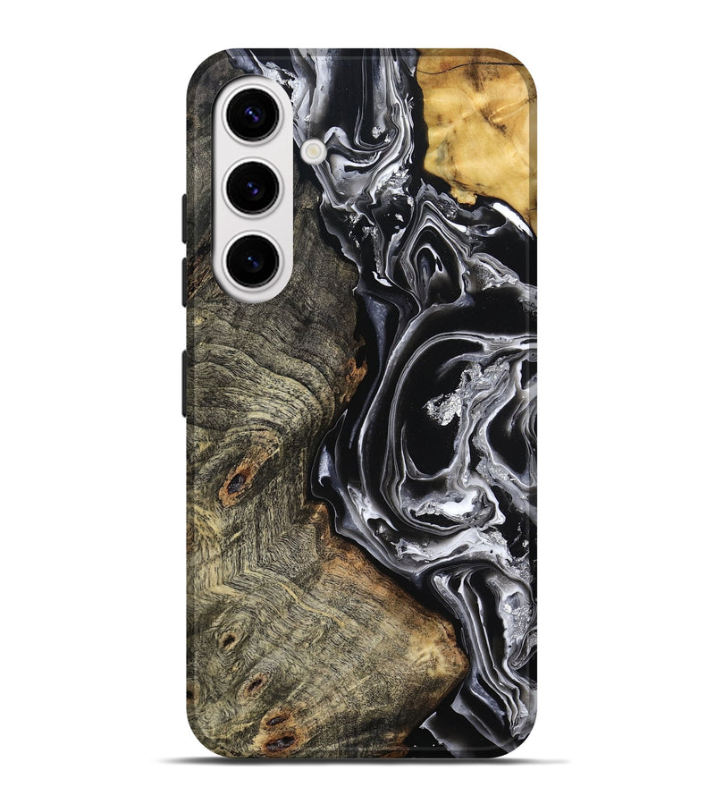 Galaxy S25 Plus Wood Live Edge Phone Case - Kaiya (Black & White, 800723)